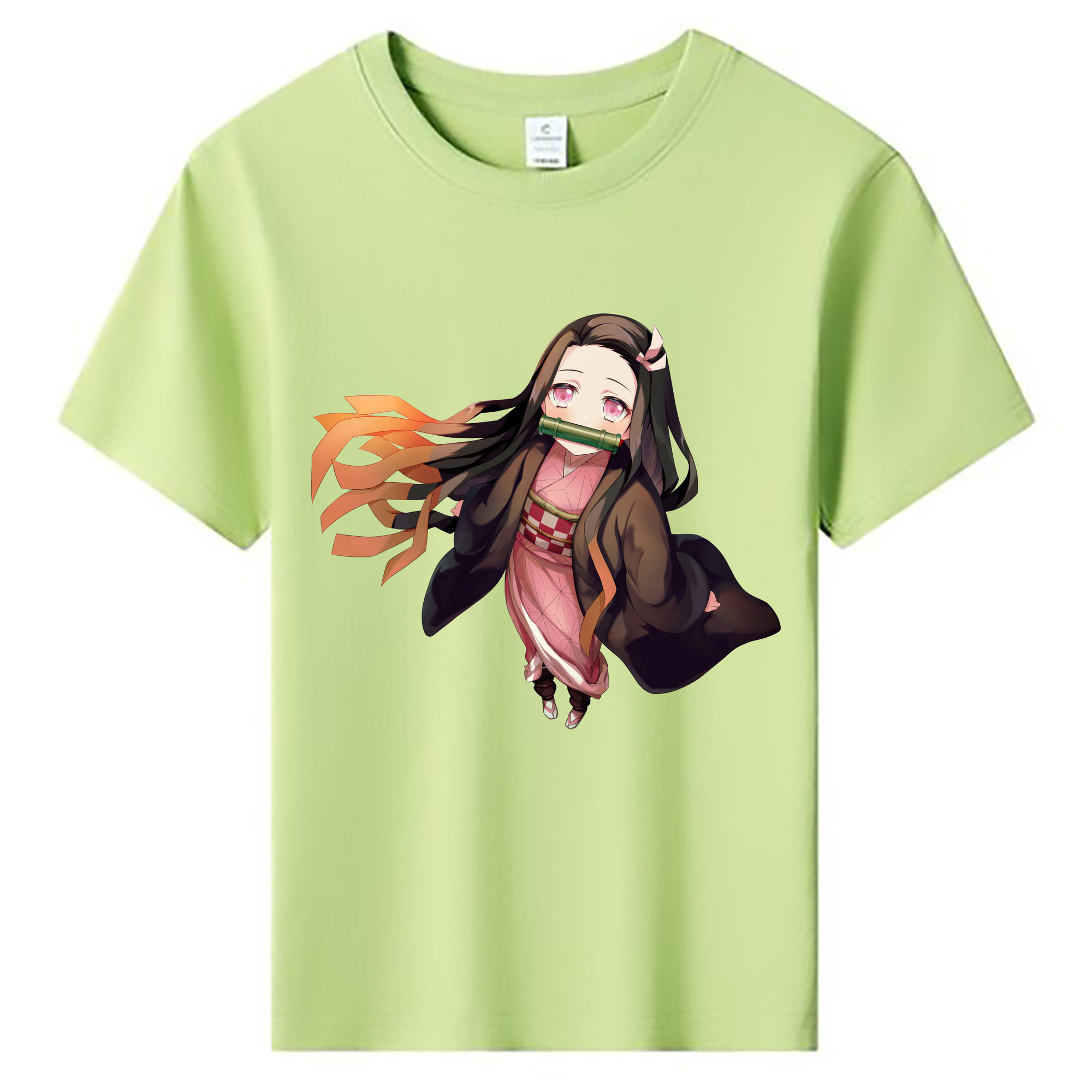 （画像用） 鬼滅の刃（きめつのやいば）竈門 禰󠄀豆子／かまど ねずこ Kamado Nezuko 綿100％キッズTシャツ（フロントプリント）